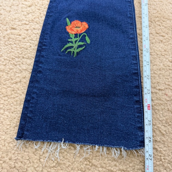 Mother Denim The Hustler Ankle Fray Women’s Field of Poppies Floral Embroidered - Picture 11 of 12